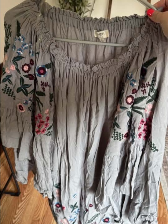 Umgee Dresses & Skirts - Umgee Light Gray Embroidered Boho